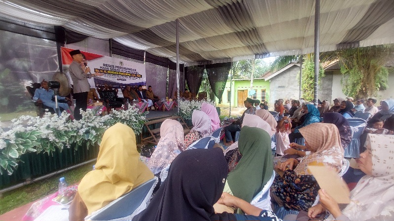 Anggota DPRD Sumsel H Hendra Gunawan menyampaikan sambutan saat Reses di Desa Marga Baru Muara Lakitan.