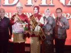 Bupati Musi Rawas Hj Ratna Machmud hadiri Grand Final Putra Putri Sriwijaya 2026 di Hotel Aryaduta Palembang.