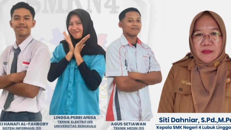3 siswa SMK Negeri 4 Lubuk Linggau lolos SNBP 2026 di Unsri dan Unib. Bukti lulusan SMK mampu bersaing di jalur prestasi nasional.
